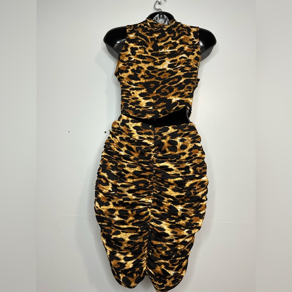 leopard blouse and skirt set